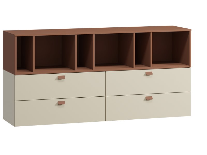 Комод Энзо 160x79 Светло-бежевый/Терракотовый