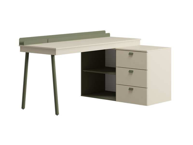 Письменный стол Энзо 160x107 Светло-бежевый/Оливковый