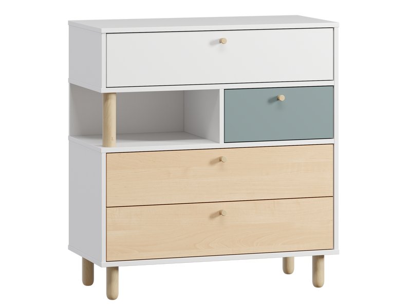 Комод Дикинс 85x92 Береза/Серо-зеленый