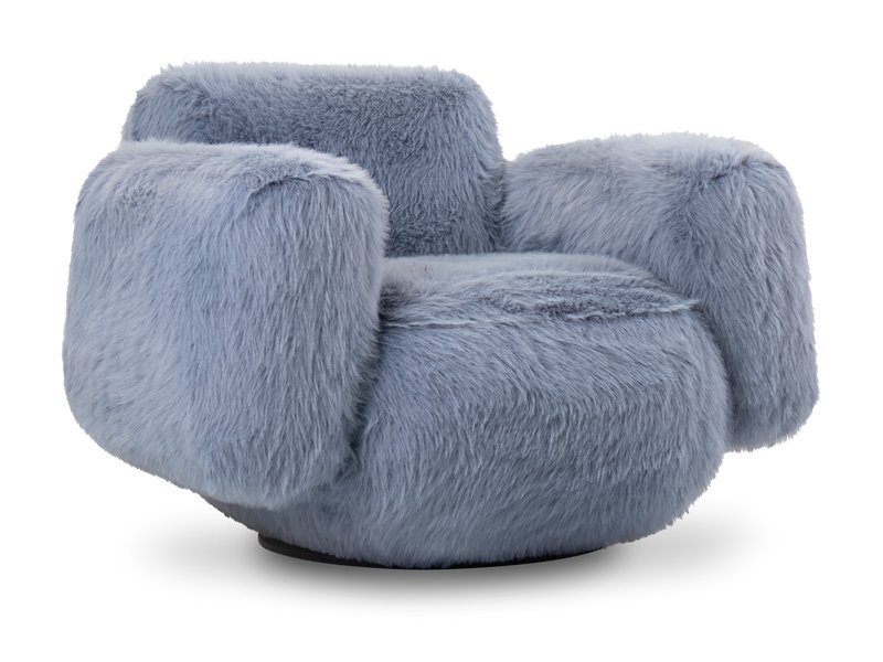 Кресло поворотное Я не минималист Мех Серо-голубой