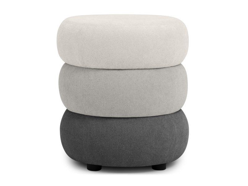 Пуф Мэл Букле Молочный/графитовый