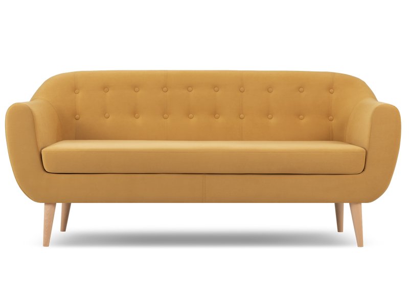 Диван прямой Роттердам-3 Вельвет Желтый