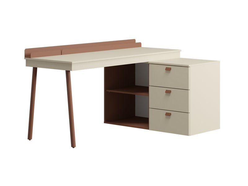 Письменный стол Энзо 160x107 Светло-бежевый/Терракотовый